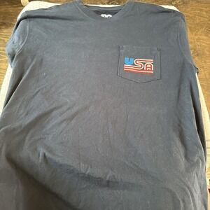 Rowdy Gentlemen Pocket Tee Big USA Logo Front and Back Blue Size L